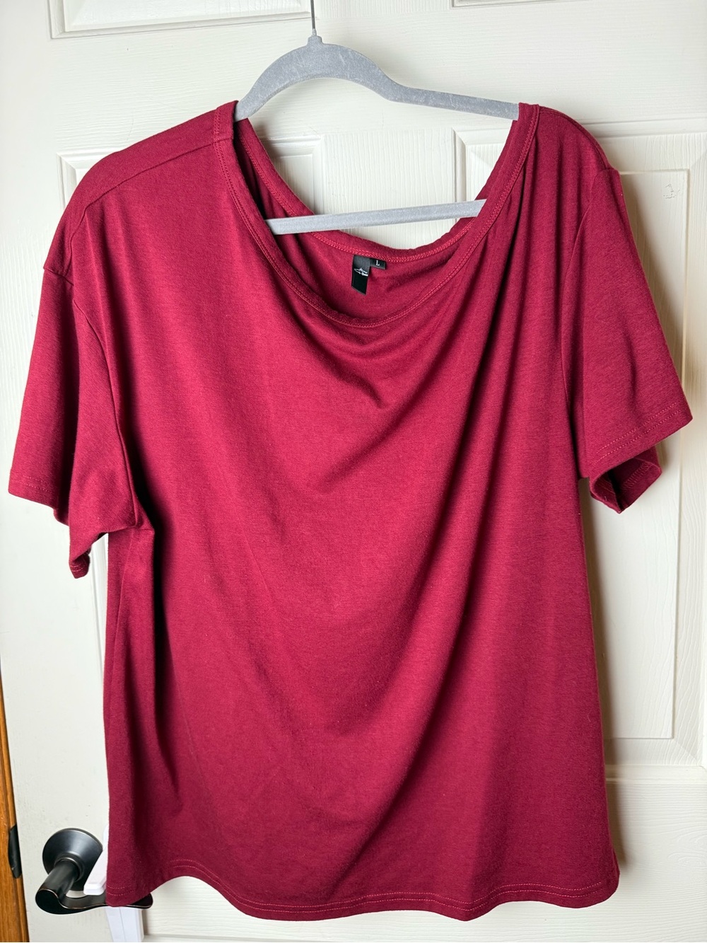 Women's Draped Neck Short Sleeve Tee - Berry